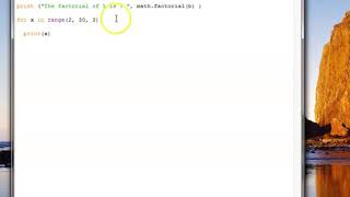 Python simple program for math module and for loop