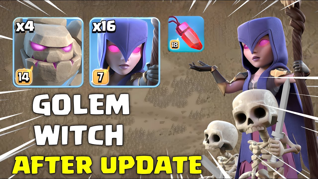 After Update | Th18 Golem Witch Attack Strategy 2026 | Best Th18 Attack - Clash of Clans