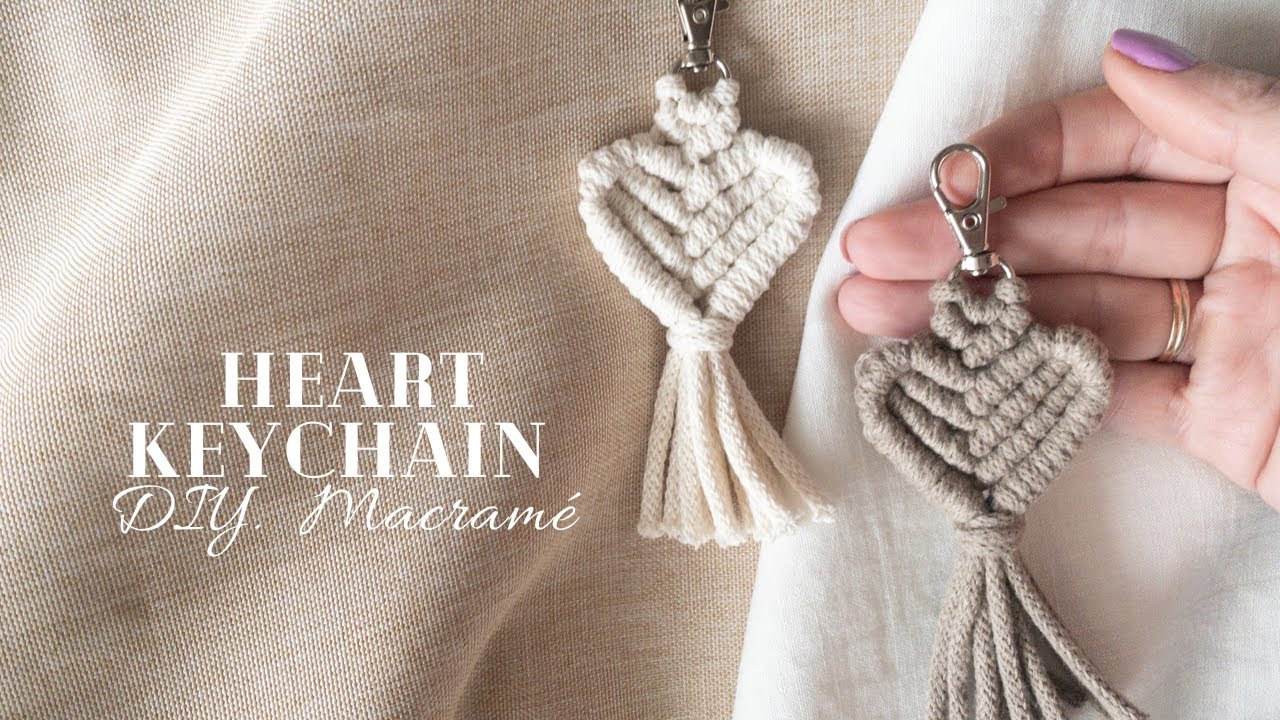 Macrame heart vine key chain charm - Shop Mermaid Macramé Keychains - Pinkoi