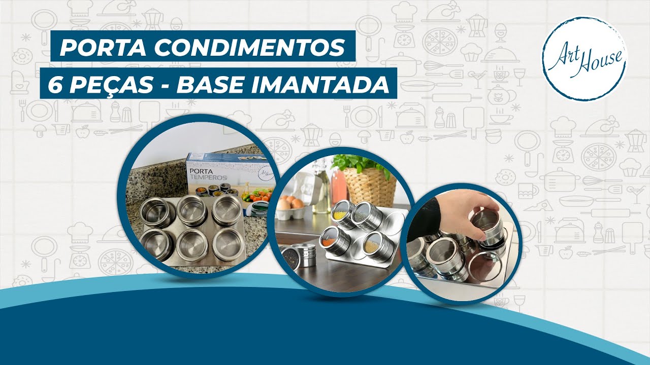 Porta Condimentos base imantada Art House Zein Importadora YouTube