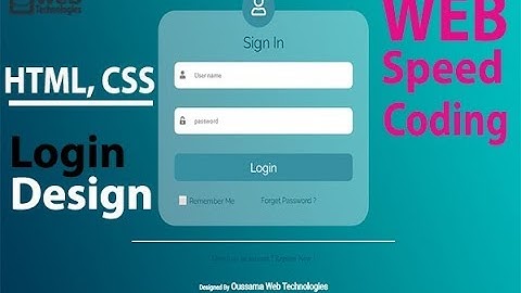 Speed Coding | HTML, CSS, - Login Form Design