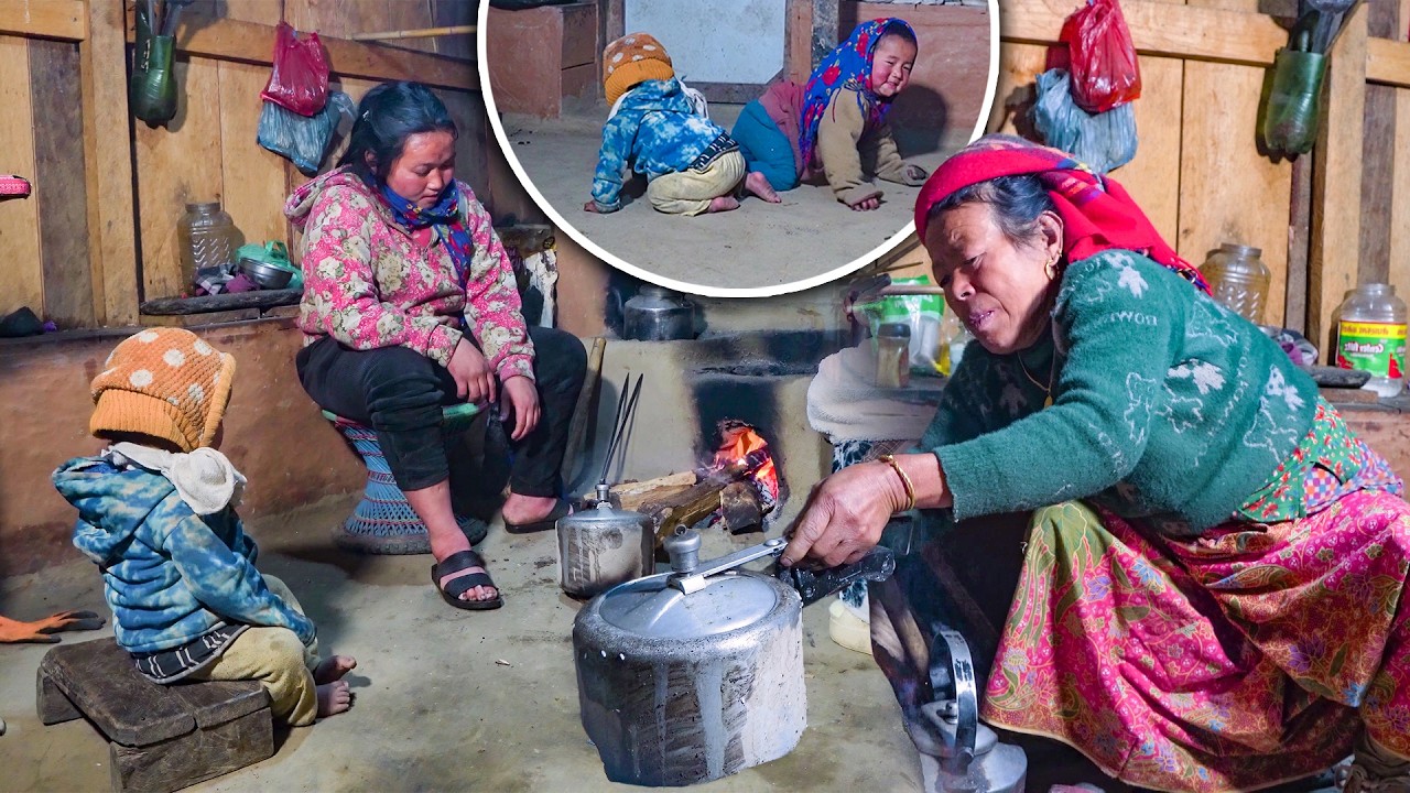 Рецепт яичного омлета с рисом, приготовление и употребление в деревенской кухне || Новый непальск...