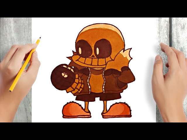 How to draw Sans (FNF: Indie Cross) - Sketchok easy drawing guides