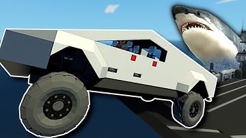 Megalodon Shark Ruins Tesla Cybertruck! - Stormworks Multiplayer Gameplay