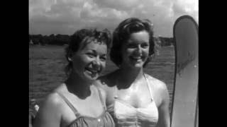 1955 Men and women participate in the national water ski championships