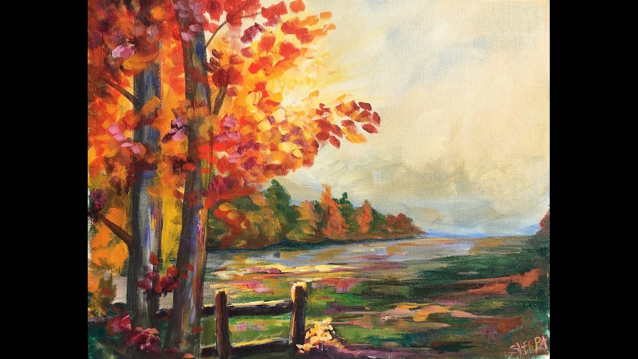 Beginner Learn To Paint A Landscape Full Acrylic For Fall Autumn