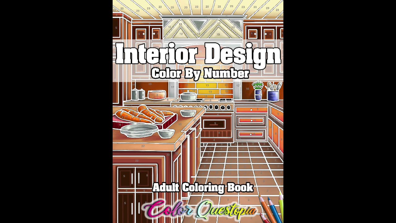 Interior Design Color By Number Coloring Book Color Questopia FLIP