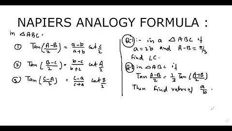 SOLUTION OF TRIANGLE :  NAPIER 