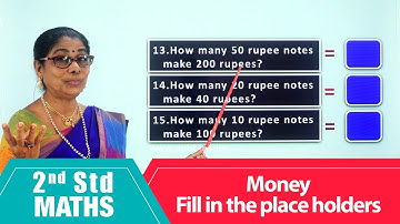 2nd Std Maths | Money - Fill in the place holders | Mathematics Class -2 | Maths Part-216