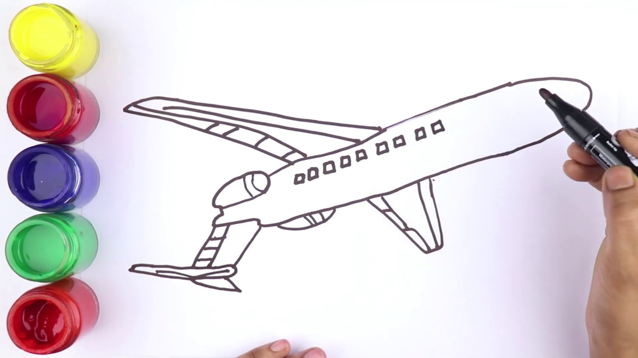 Plane coloring pages for kids - YouTube