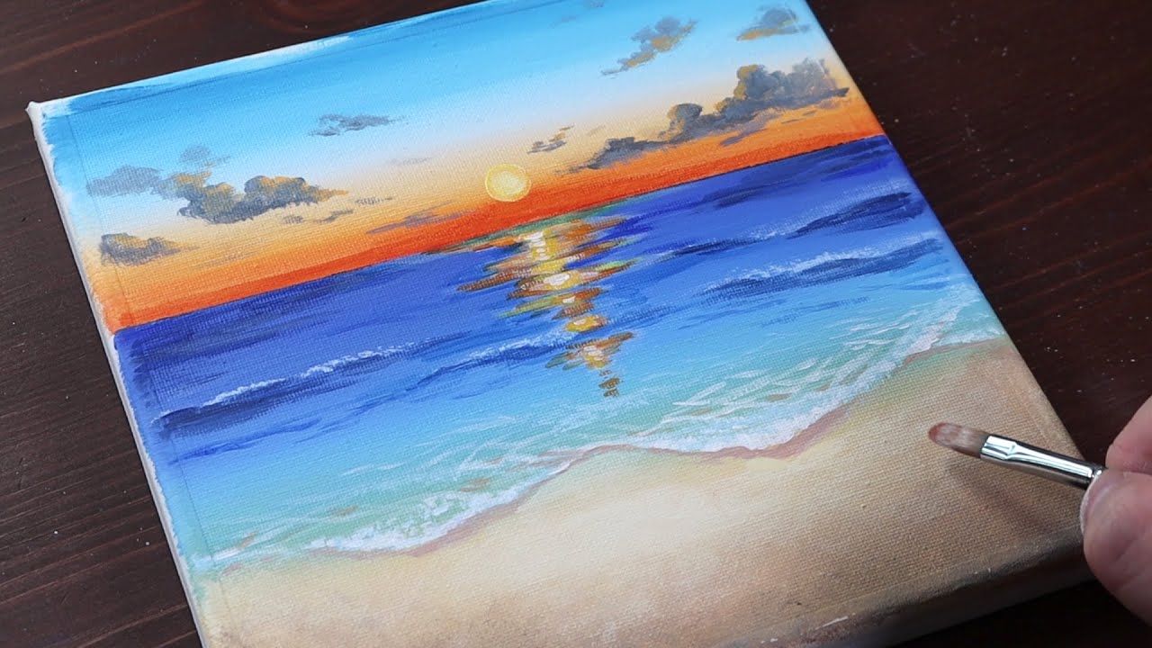 Sunrise / Easy acrylic painting for beginners