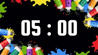 5 Minute Timer | With Upbeat Instrumental Music & Alarm Bell | Paint and Splatters Art Theme 🎨