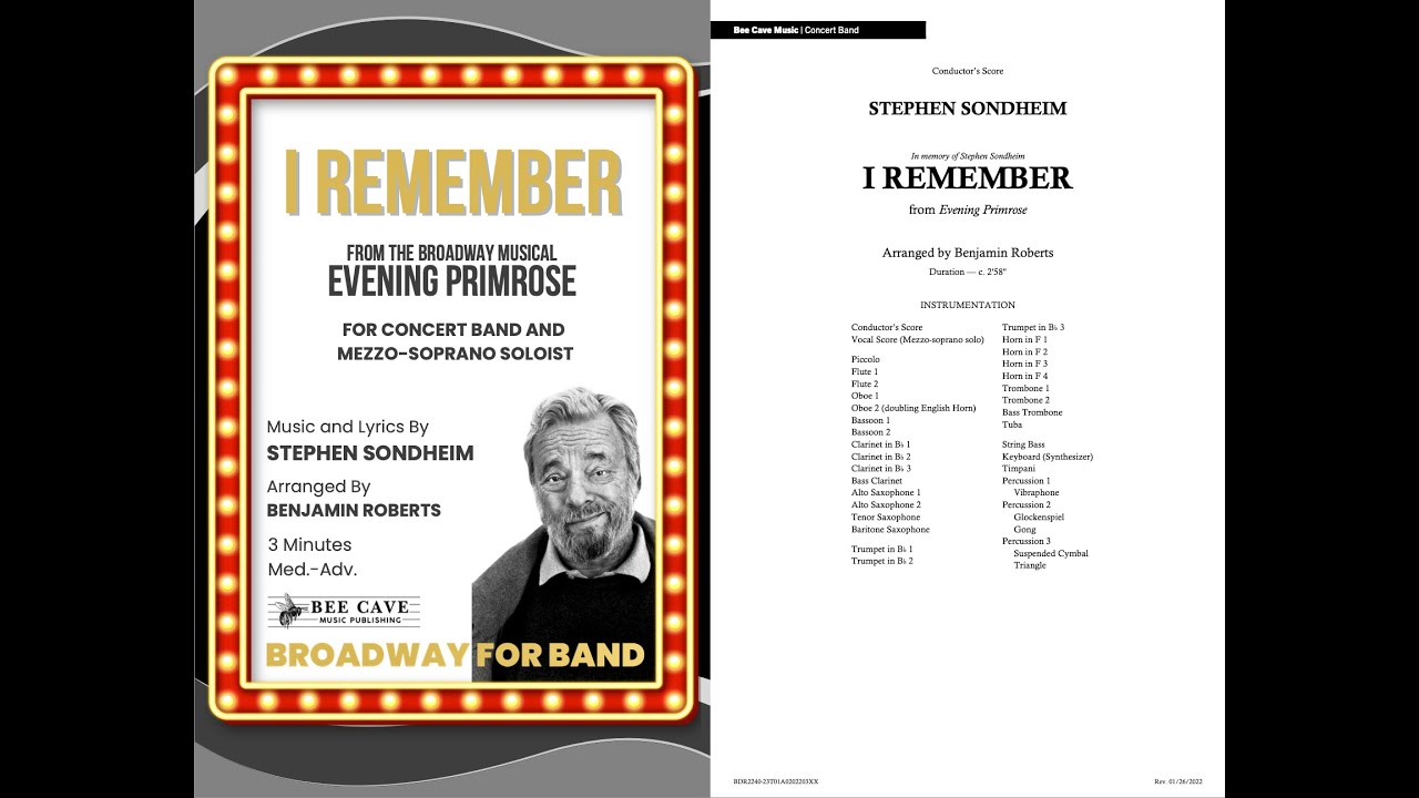 I Remember | Stephen Sondheim, Arr. Benjamin Roberts | SCORE VIDEO