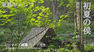 ルーマニア軍幕をAフレーム張り 新緑の森で鰻丼を食す【ソロキャンプ