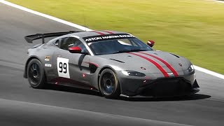 2019 Aston Martin Vantage GT4 in action: Accelerations, Downshifts & Sound!