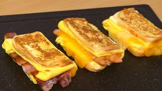 One Pan Egg Toast - 3 Ways! 5 Min. Quick Breakfast! Easy And Delicious!