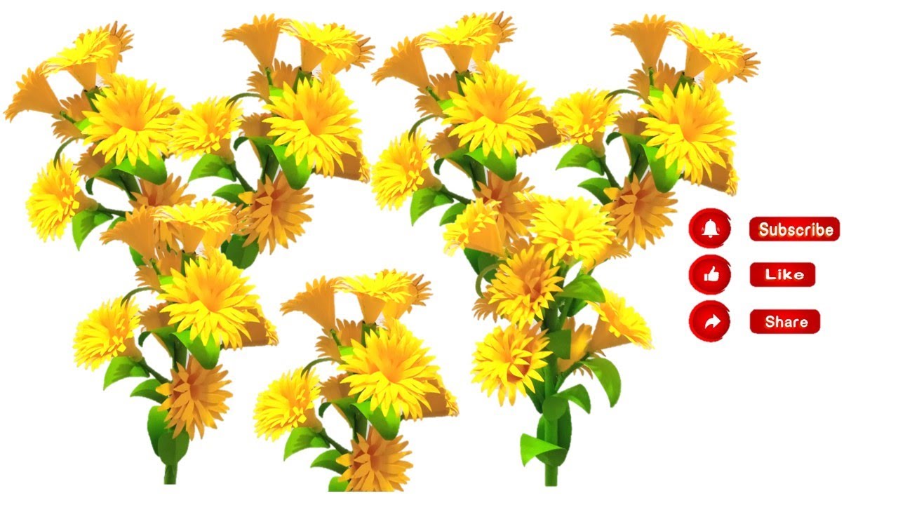 Yellow paper flower craft / How to make paper flowers / Home decoration