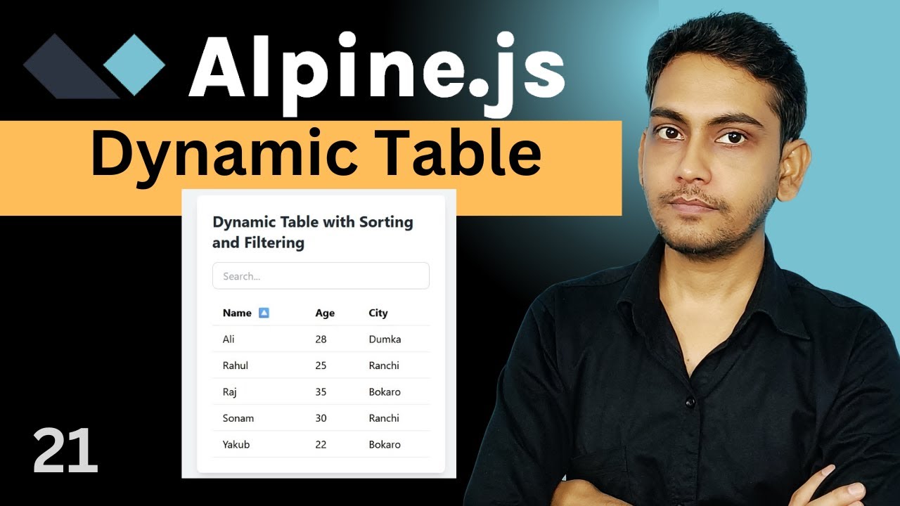 Dynamic Table Sort and Filter in Alpine JS - YouTube