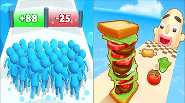 Sandwich Runner 💥Vs 💥 Count Master 😱😱💞💞💕 Hard Levels Challenge Walkthrough Gameplay( Andriod IOS)