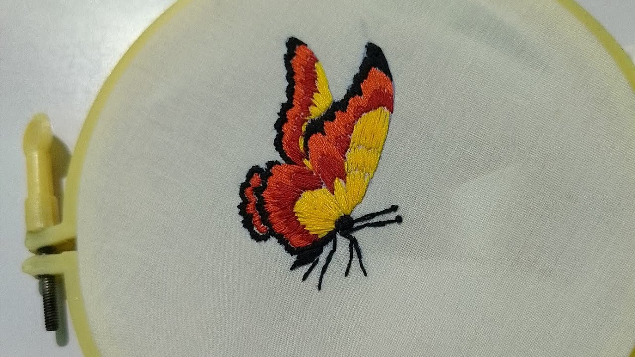 Butterfly Embroidery Tutorial | Hand Embroidery Tutorial |#ytvideos #handbroidery 