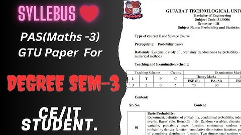 Syllebus- PAS(maths -3)  GTU paper for degree 3-sem CE/IT student. #students #study #gtu.