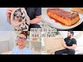 vlogmas day 10 | making flan, pups spa day + husband's first unboxing