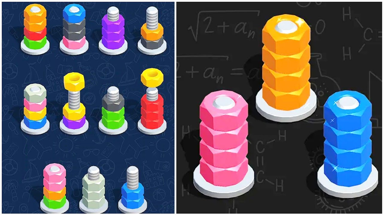 Colour Screw Sort Gameplay 10 , Android Games ios Walkthrough Simulator ...