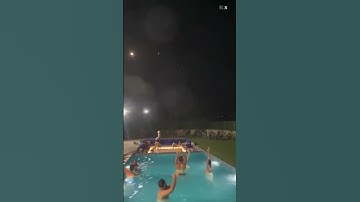 Thumbnail of Lebanese pool party cheers as Iranian missiles fly over