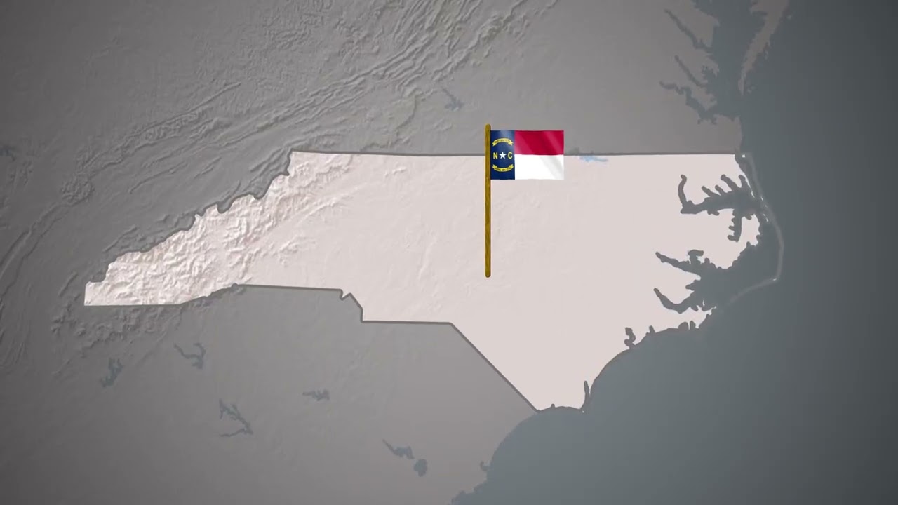 North Carolina Flag Animation | Flag Wave & Map Motion Graphics