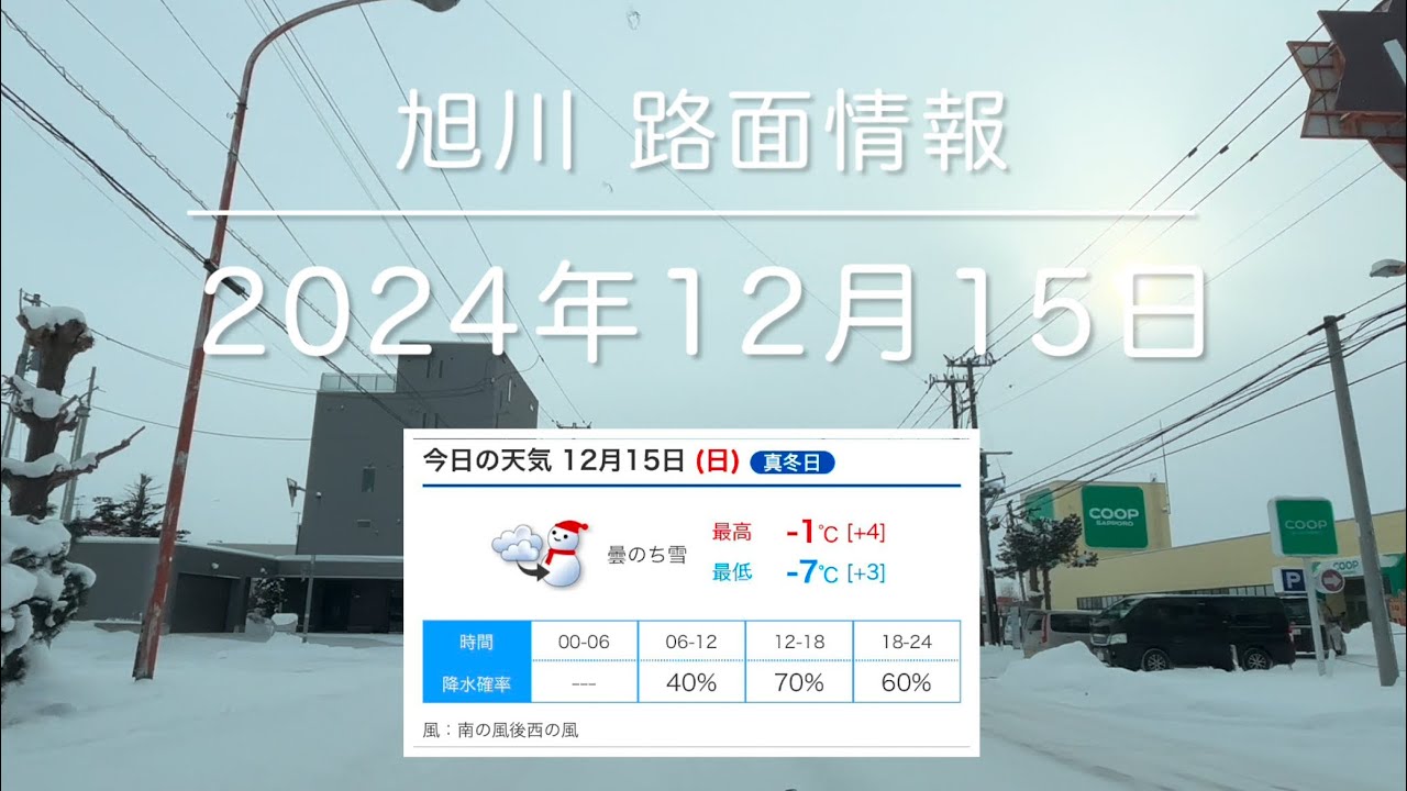 2024年12月15日 スリップ注意 ABS即作動のアイスバーン⚠️事故多発！ 旭川路面情報 asahikawa   Hokkaido