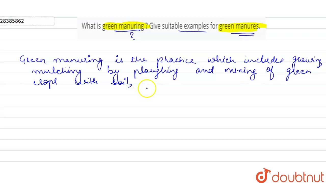 What Is Green Manuring Give Suitable Examples For Green Manures Youtube