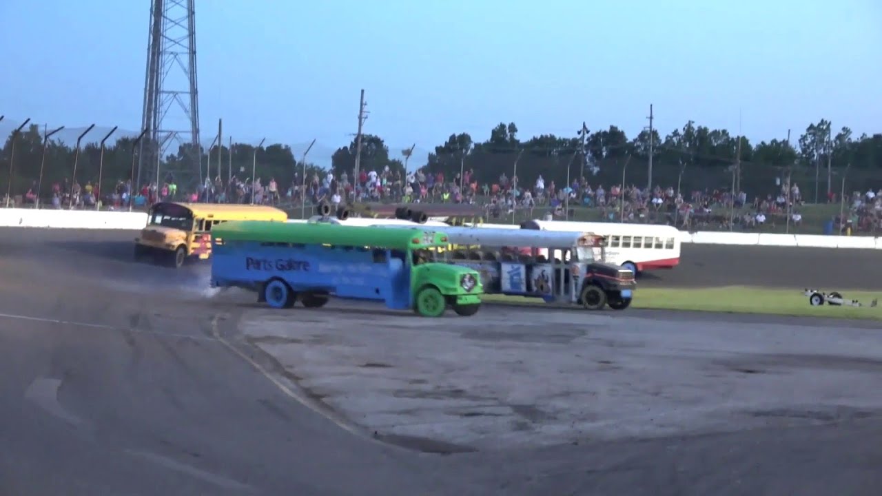 School buses, boats hit the racetrack at Flat Rock Speedway's Night of Destruction