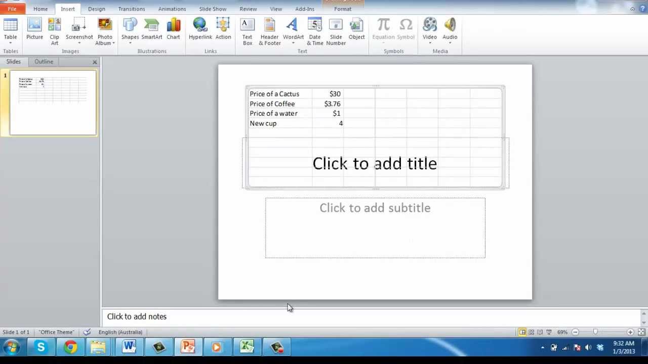 How To Link Excel Worksheet To Powerpoint 2010 Youtube