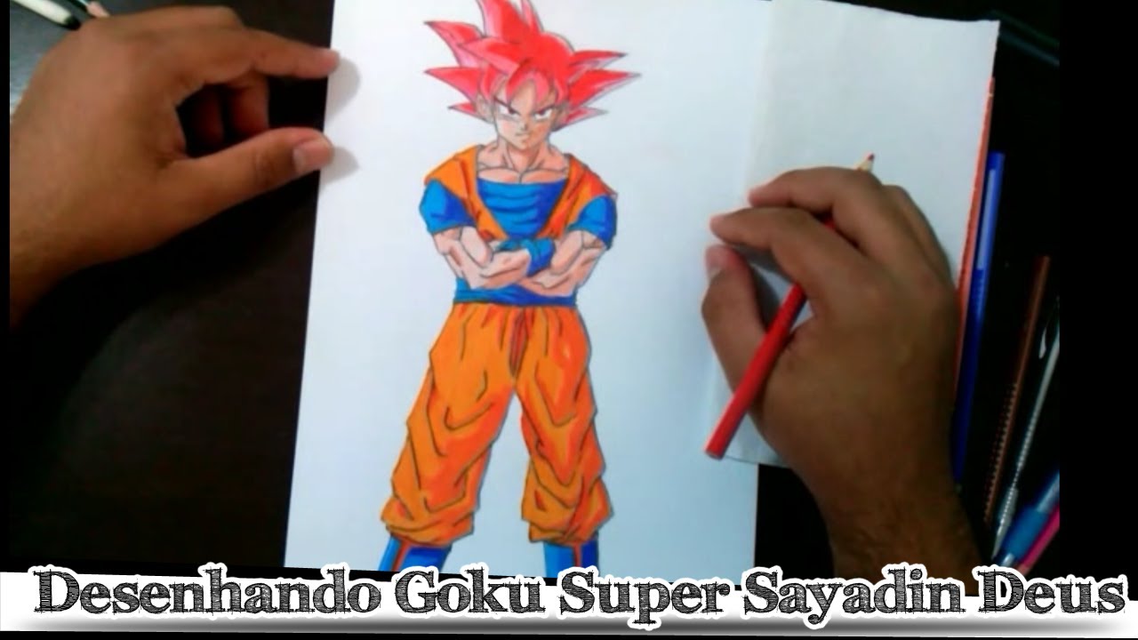 Como desenhar o goku super saiyan god - Como desenhar