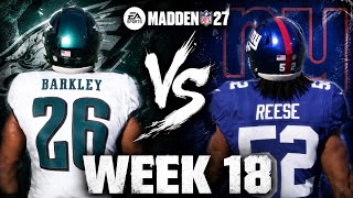 Eagles vs Giants Week 18 Simulation | Madden 27 Rosters
