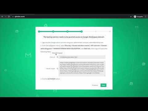 How to authorize domain-wide delegation access in Google Cloud Console for CubeBackup.