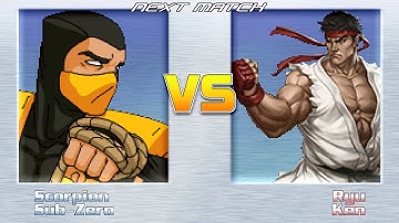Mugen Battle Mania #49 Sub-Zero, Scorpion Vs Ryu and Ken