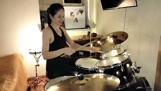 A two-bar 8th-note ride backbeat pattern 