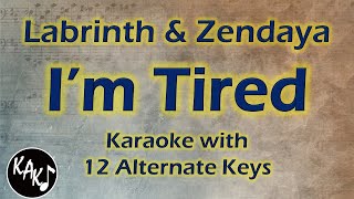 Video thumbnail of "I'm Tired Karaoke - Labrinth Zendaya Instrumental HBO Euphoria Lower Higher Male Female Original Key"