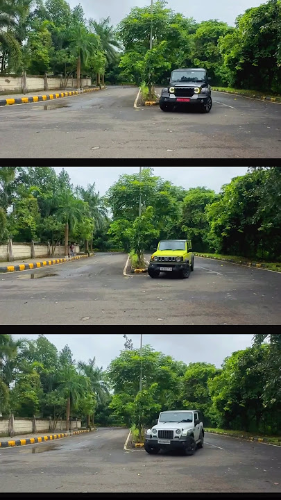 Thar vs Jimny vs Thar Roxx Turning Radius Test! #thar #jimny #suv #comparison #shorts