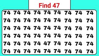 A Genius Eye Test :Can you find 47 in this brain teaser Quiz? Odd One Out Challenge
