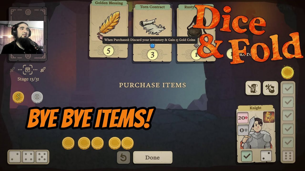 Discarding All My Items To Survive With Knight (Hard Difficulty) | Dice & Fold - Part 17