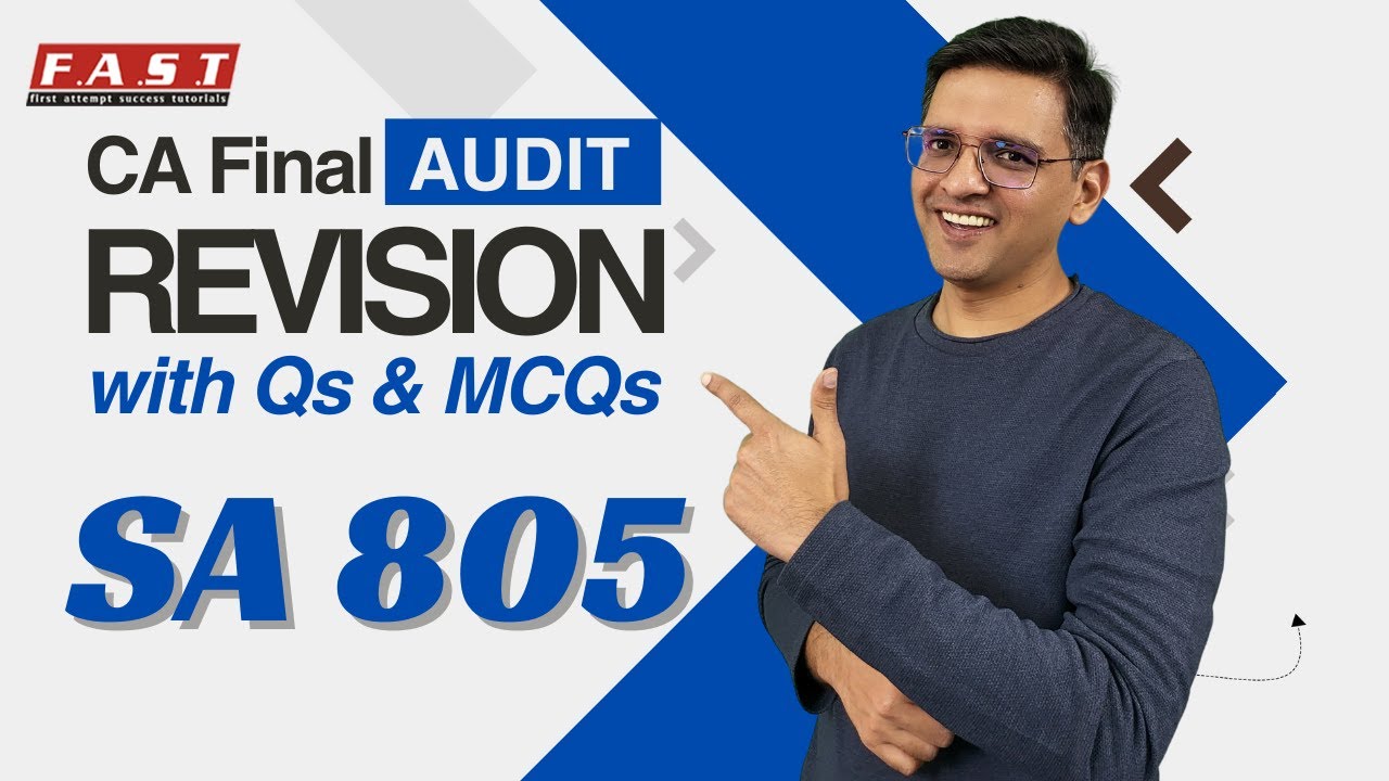 CA Final Audit Revision - SA 805 (New Chapter) - YouTube