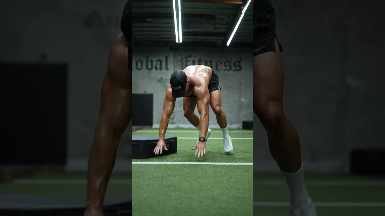 Lateral burpee box jump. 