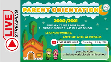 PARENT ORIENTATION - PYP AL FIRDAUS 2020/2021