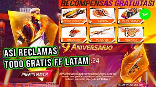 Gratis skin de chico Juramento ardiente Todos los PREMIOS del 9  aniversario de Free Fire FF latam