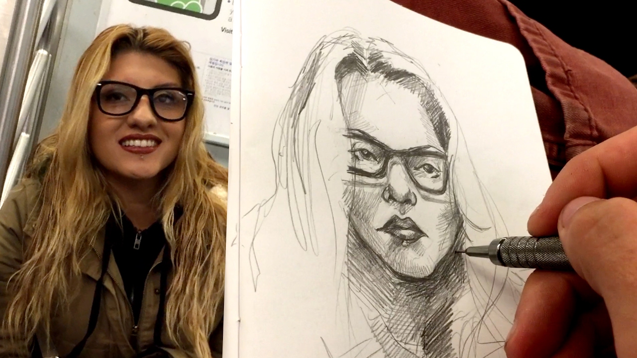 Drawing Live Portraits Nyc Subway Youtube