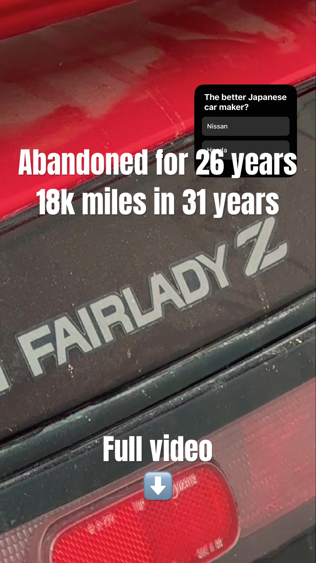 18k miles in 31 years. Abandoned for 26 years '95 Nissan Z 300ZX