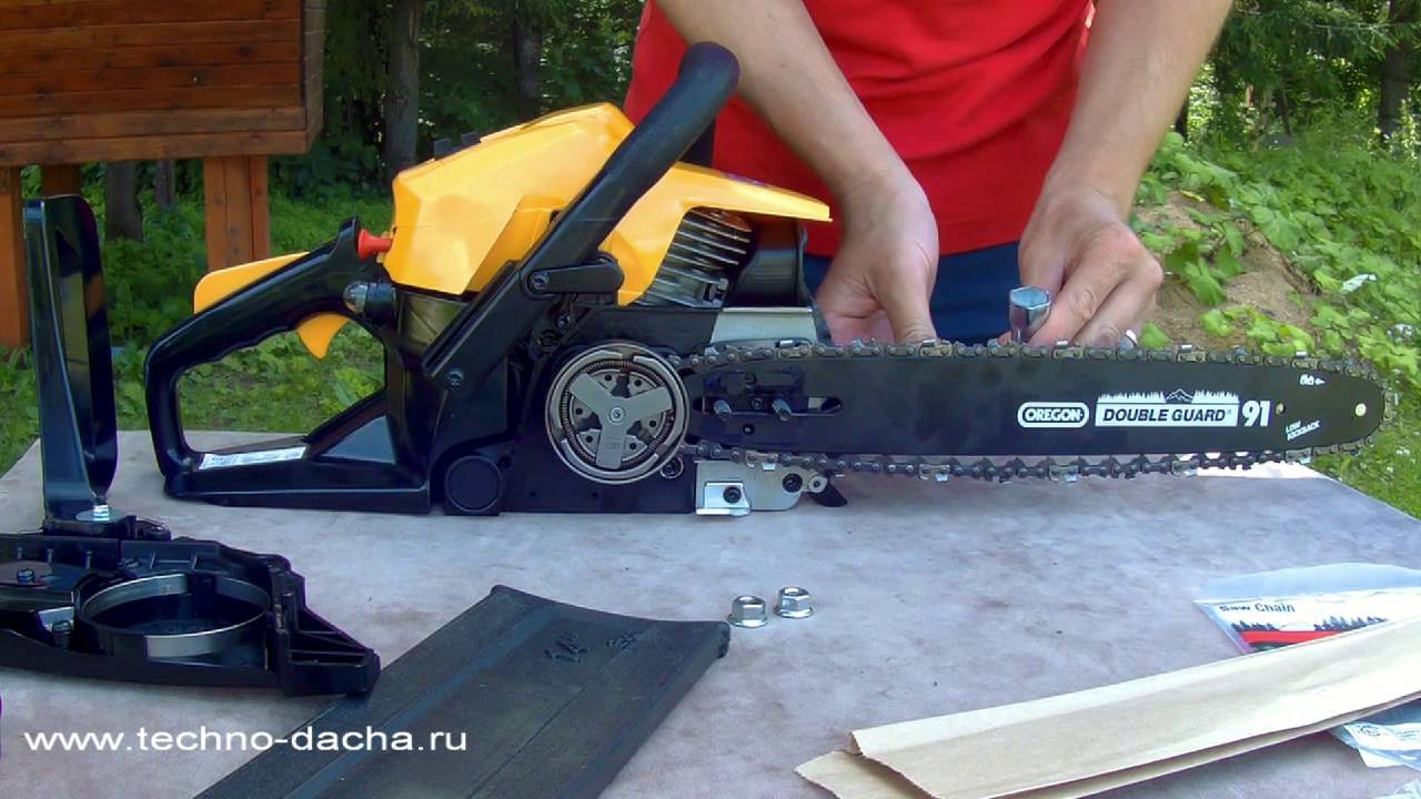 Установка шины и цепи на бензопилу Alpina - YouTube