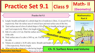 Practice Set 9.1 Class 9 Part 2 Chapter 9 Surface Area and Volume | 9th Maths 2 | Std 9 | Geometry